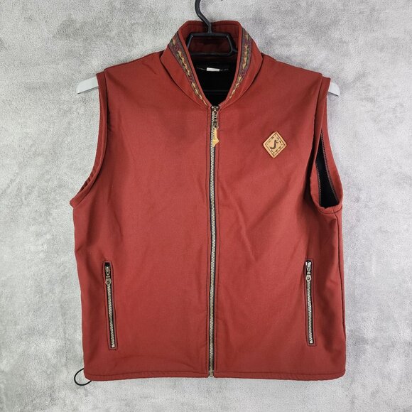 Mens Vintage J2 Red Vest Jacket Full Zip Sleeveless Polyester Mock Neck Size L - Picture 2 of 13